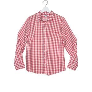 J. Crew Factory Shirt Womens Large Pink/Ivory Gingham Cottage Preppy Button Up